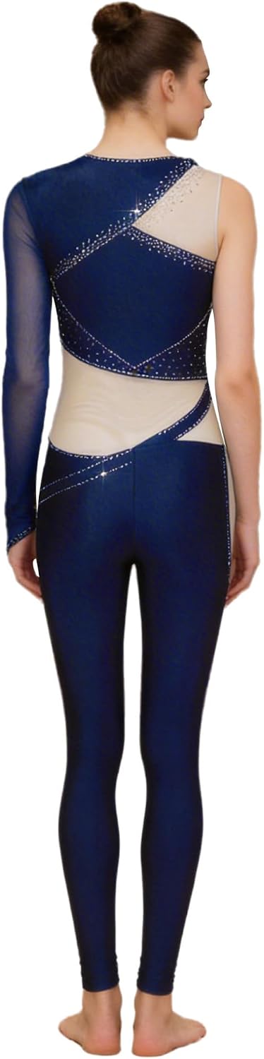 Freebily Women Rhythmic Gymnastics Leotard Figure Skating Jumpsuit Full Body for Performance Competition