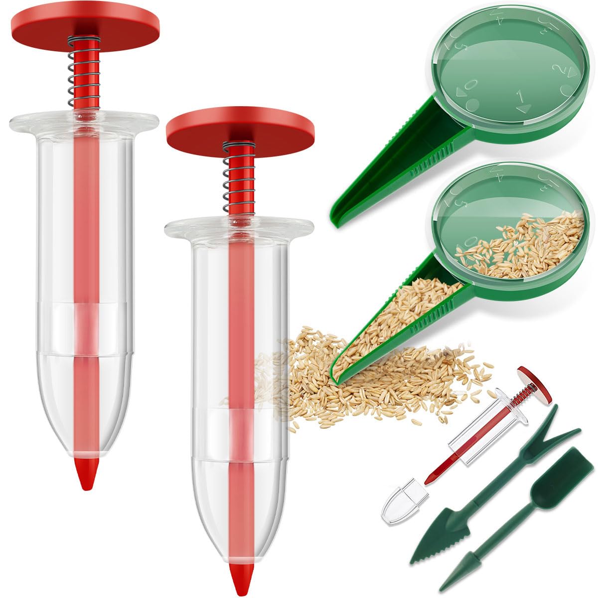 6pcs Seed Dispenser,Mini Sowing Seed Dispenser Sower Set,Manual Handhold Seedlings Dibber,Transplanter,Widger Set Garden Tool Sets Professional Mini Hand Seed Spreader for Garden Flower Plant