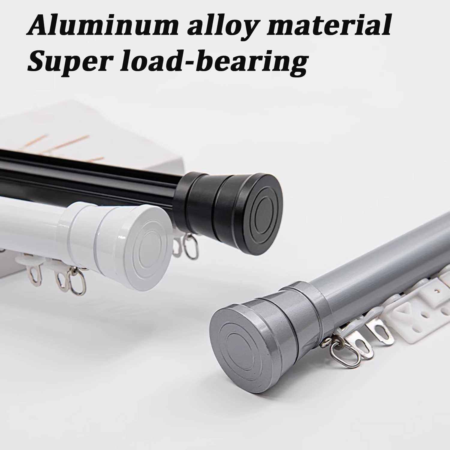 Heavy-Duty Double Curtain Track with Silent Rollers - Wall Mounted Double Rail Curtain Rod for Room Dividers & Bedrooms (1.6m/5.2ft) - Mute Sliding System for Smooth Operation