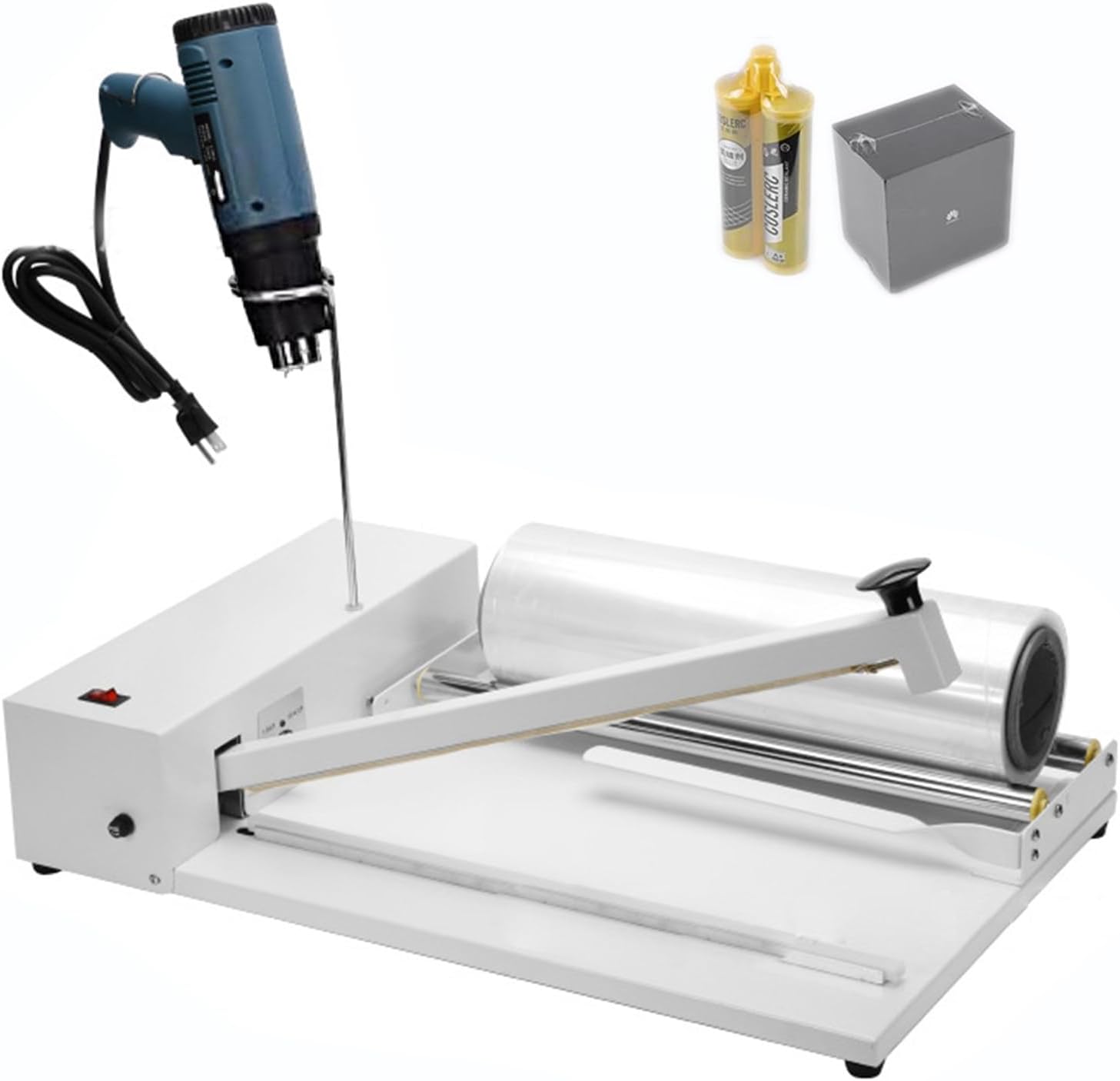 Hand Wrapping Machine with Heat Gun, Shrink Wrap Sealer for Food, Books & Boxes Packaging, Film Wrapper Heat Sealer Machine (45cm)