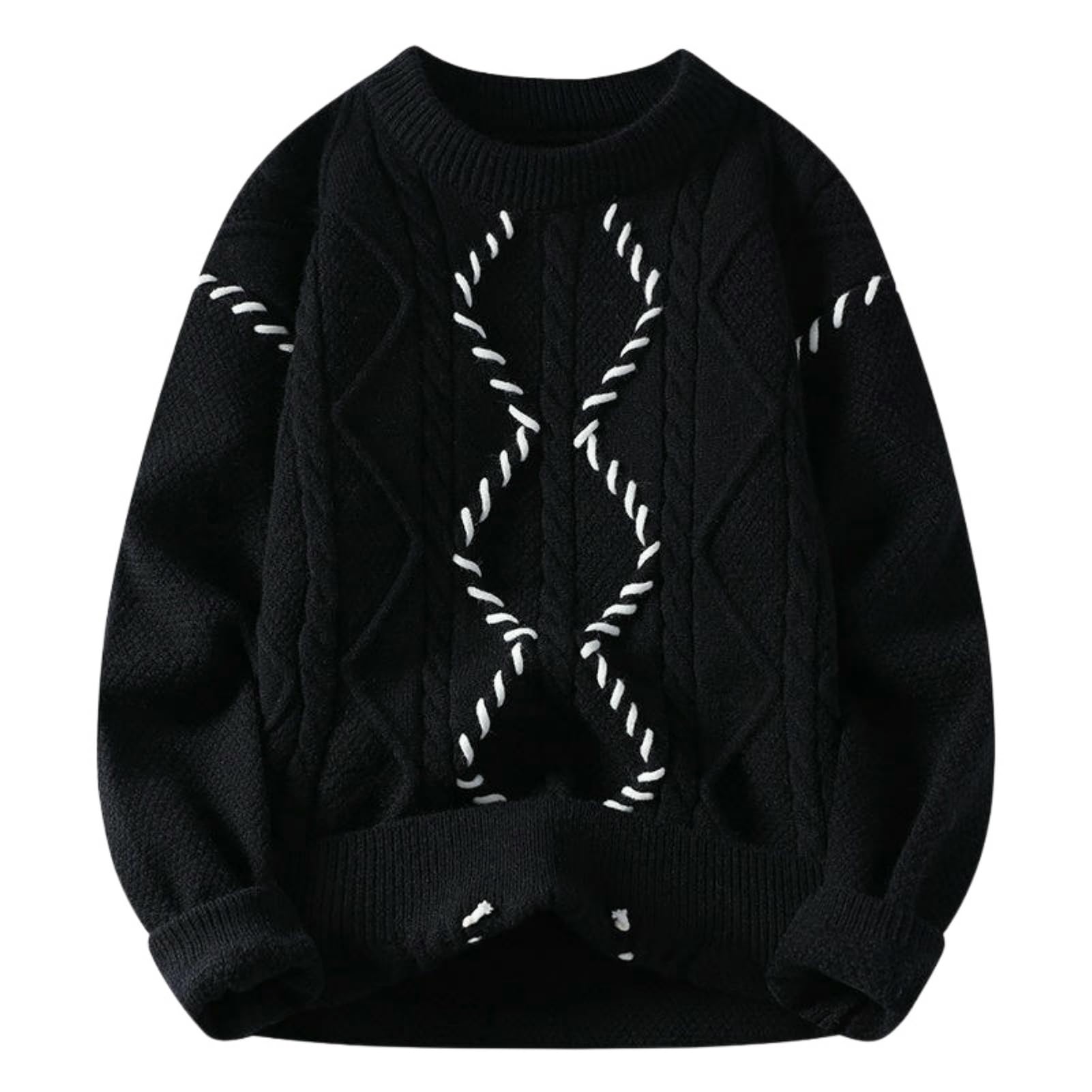 Suéter de punto trenzado para hombre estilo casual holgado de invierno y otoño 7