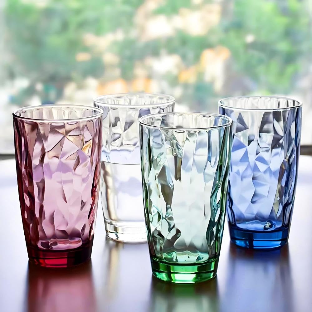 8 Stück 450 ml unzerbrechliche Trinkgläser aus Kunststoff, spülmaschinenfest, BPA-frei, Saft-Gläser, Highball-Wassergläser (4 Farben)