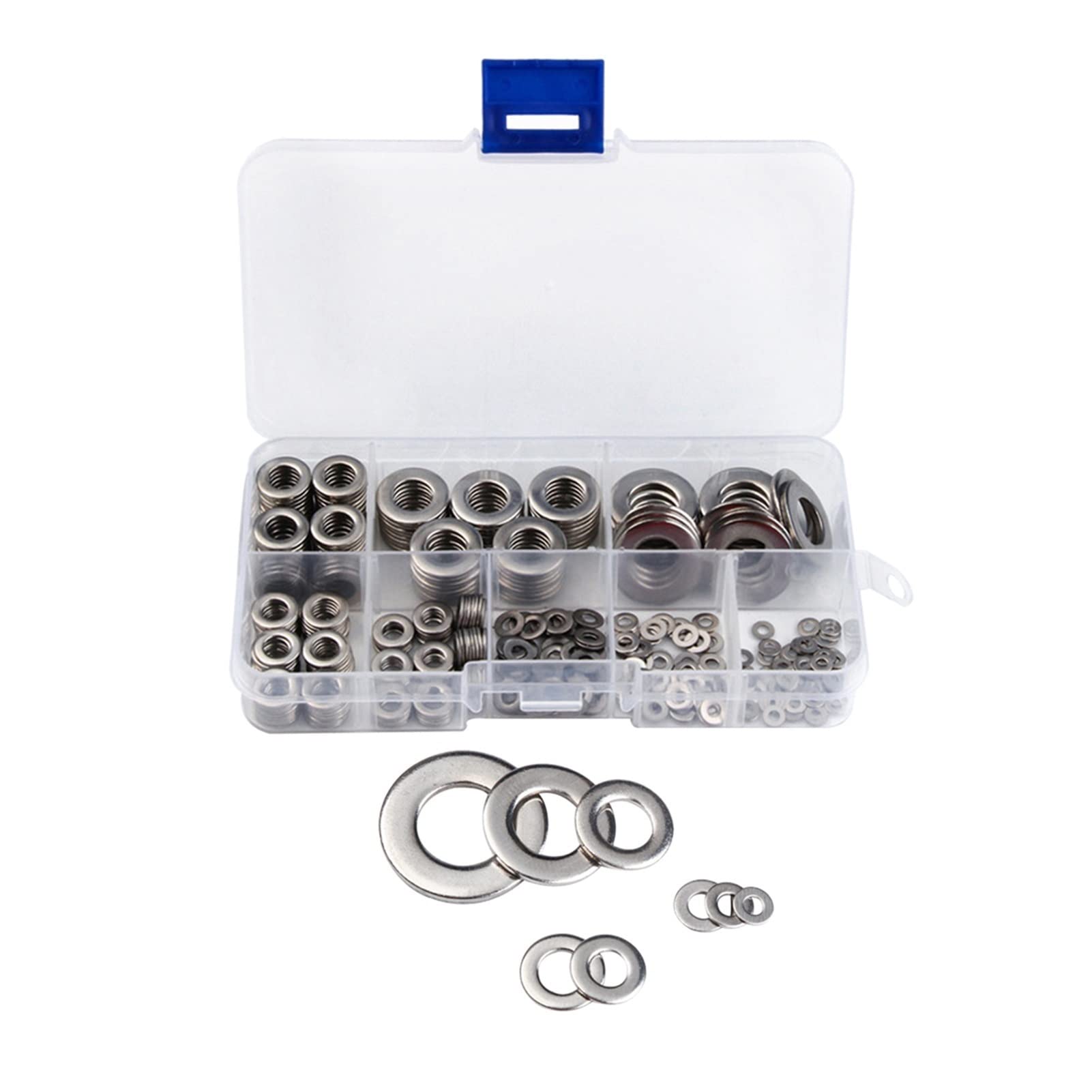Arandelas de Acero 360 unids/Set de Arandelas Planas, Acero Inoxidable 304, Juego de clasificación de Arandelas de Guardabarros Grandes M2 M2.5 M4 M5 M6 M8 M10 M12 reparación General