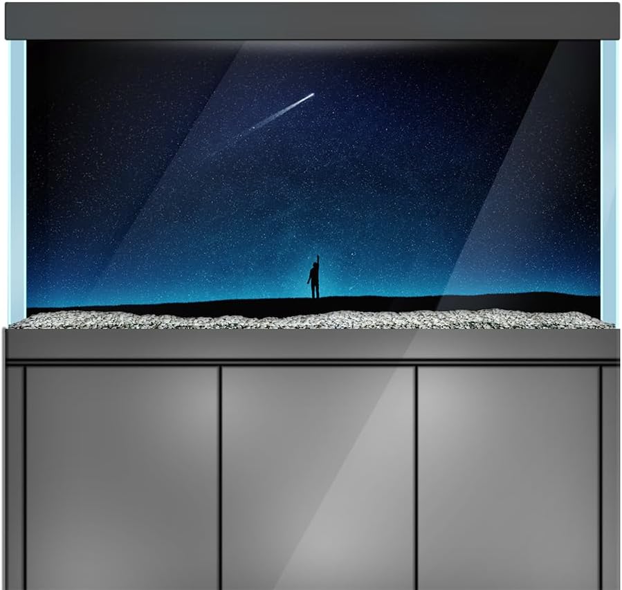 Aquarium Background Stickers - Starry Sky, Shooting - Fish Tank Reptile Terrarium Decor Poster (90 x 60 cm / (35.4 x 23.6 inches))