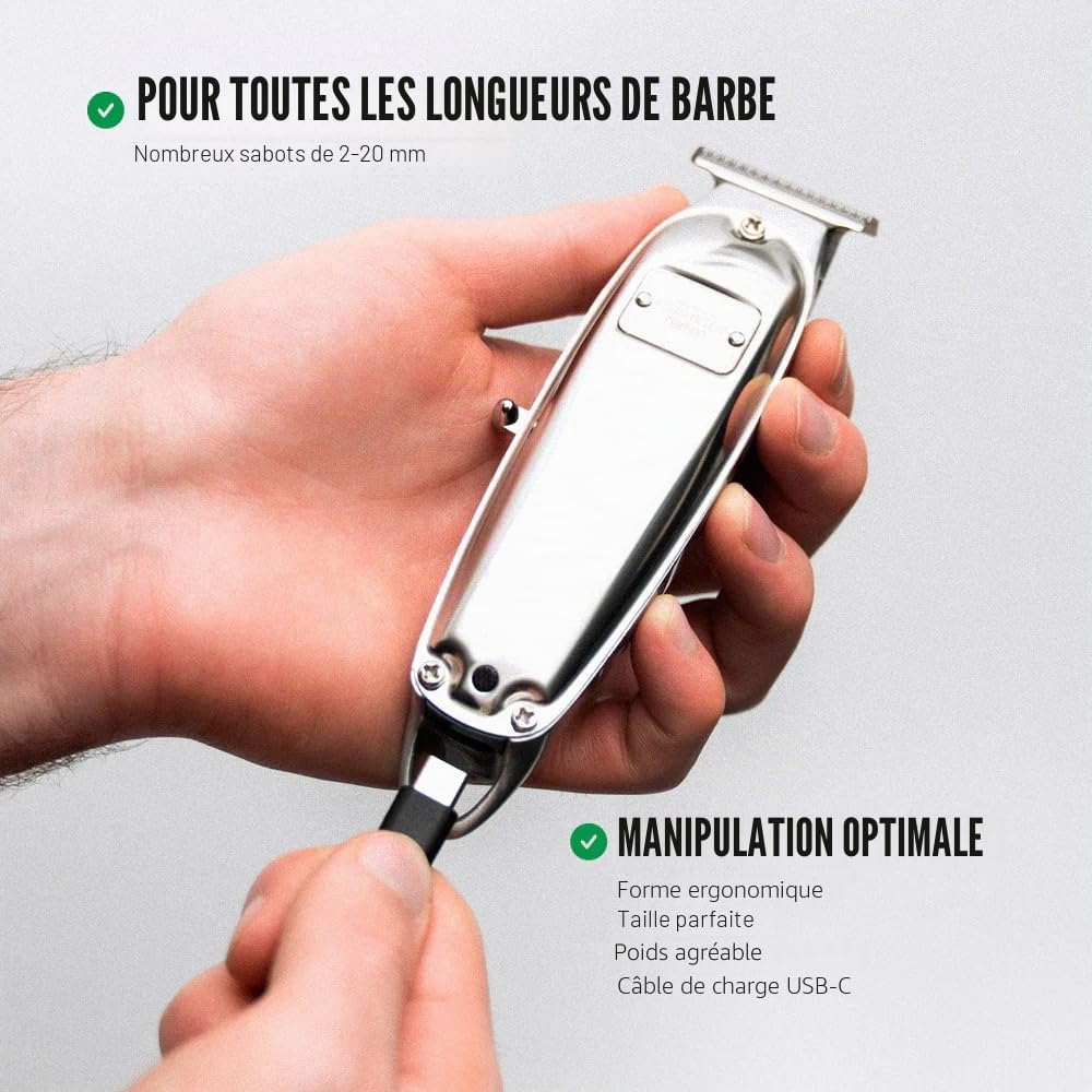 Brooklyn Soap Company Tondeuse à barbe Brooklyn Blade USB-C - Rasoir électrique professionnel pour homme - Acier inoxydable, 5 embouts