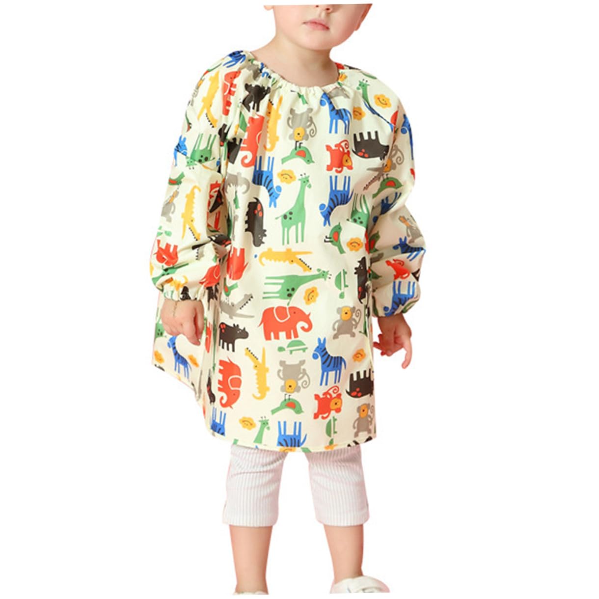 Abaodam Delantal de Pintura para Bata de Arte Manga Larga Amarilla Talla M Ropa Protectora Transpirable y Fácil de Limpiar para Manualidades y Dibujo