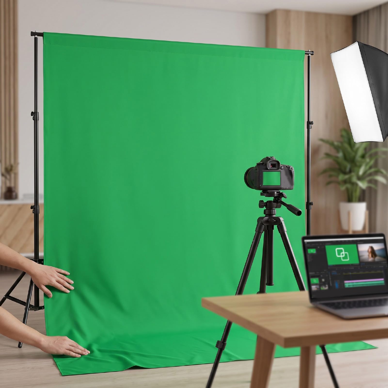 Sfondo Fotografico Pieghevole, Fondale Opaco in Poliestere (GREEN) | Fondale Fotografico in Poliestere, per Ritratti e Streaming, Pronto Chroma Key
