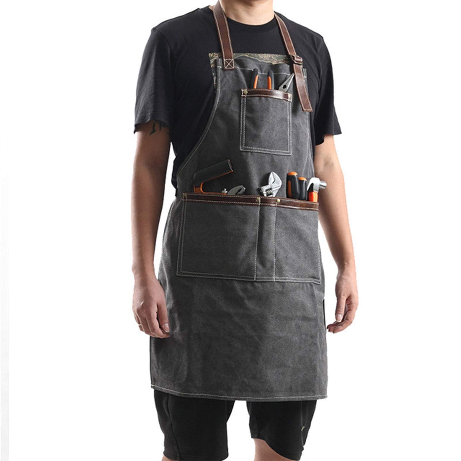 Genérico Delantal de Camarero Ajustable con Bolsillo for Mujeres Hombres Moda for Cafetería Tienda Postres Restaurante