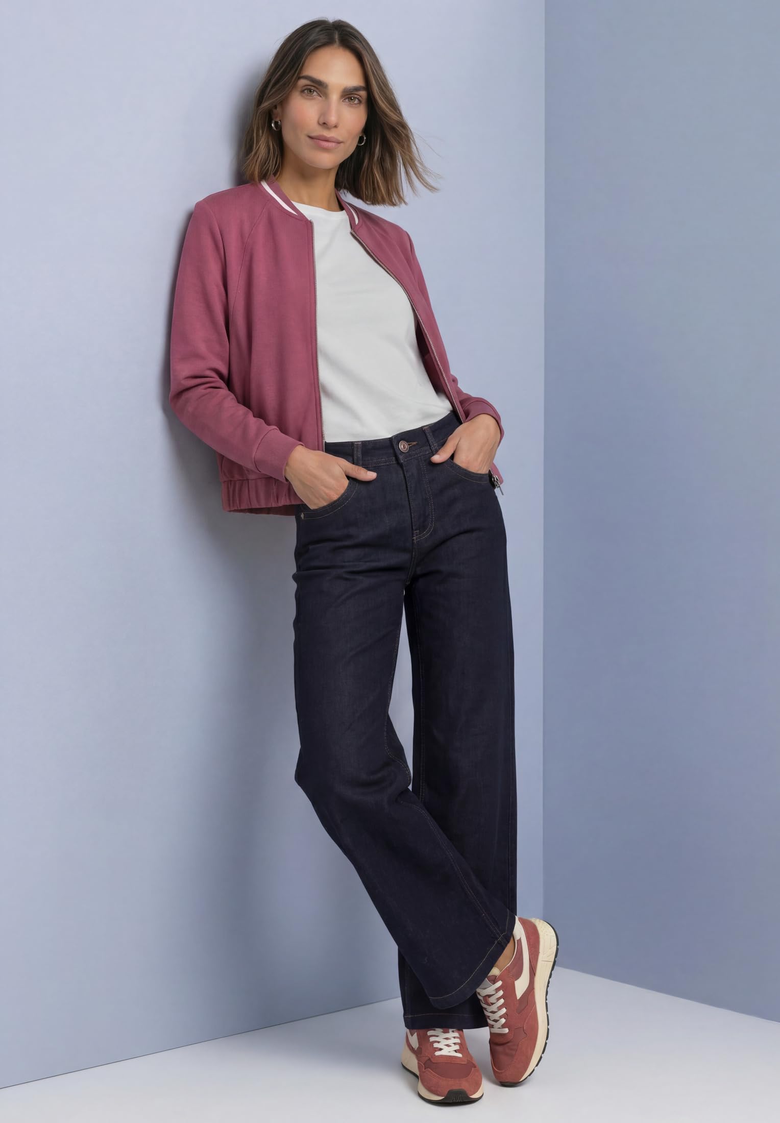 Street One Langarm Jacke im Silk-Look mit Zipper