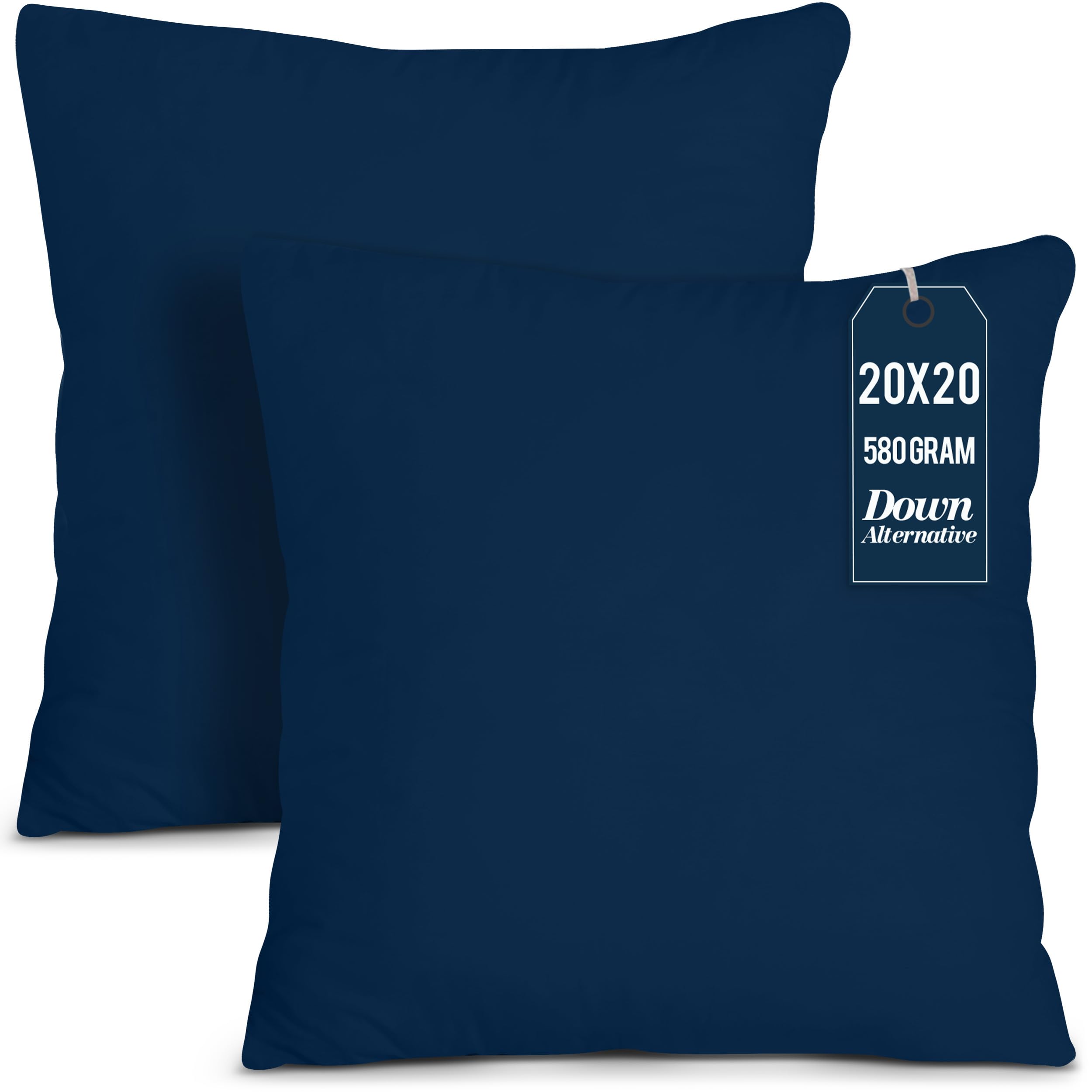 Utopia Bedding Throw Pillows Insert (Pack of 2, Navy) - 20 x 20 Inches Bed and Couch Pillows - Indoor Decorative Pillow
