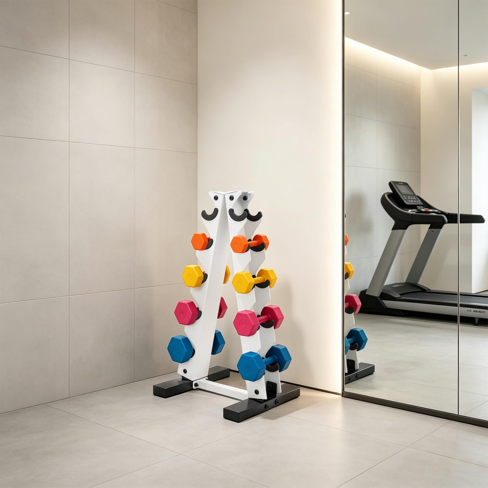 Supporto per manubri a forma di A, 5 livelli, in acciaio, per palestra a casa, palestra, fino a 100 kg