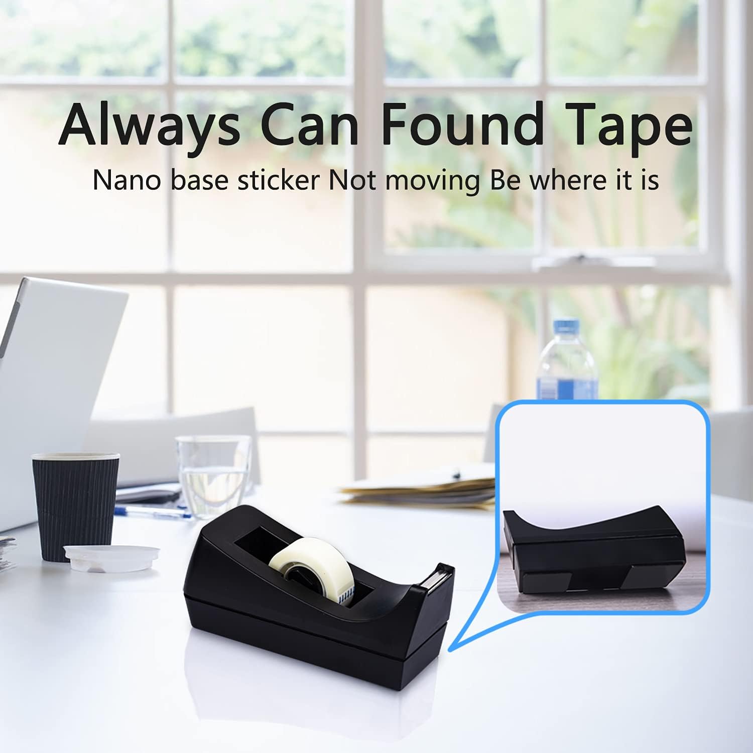 TAFOMAGIC Office Desktop Tape Dispenser with 1 Roll Invisible Tape [0.79 x 790 in], Non-Skid Pad Design, Wide Application for School, Home, Black… : Office Products
