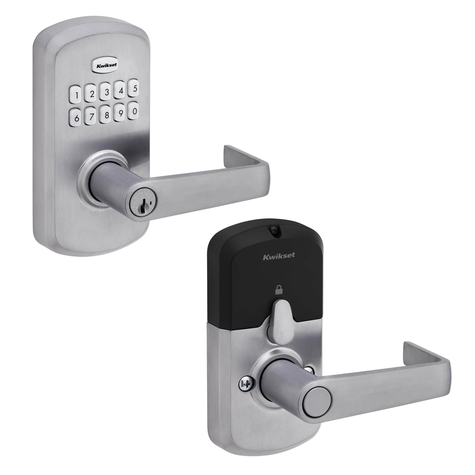 Levier électronique Kwikset SmartCode 955 Kingston SC1 chrome satiné serrure clavier 10 boutons