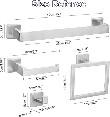 Miniatura 8 de uxcell Juego de 5 piezas de accesorios de baño, juego de barra de toalla de acero inoxidable de 15.7 pulgadas, soporte para papel higiénico, 2