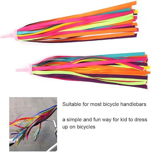 Miniatura 7 de Pssopp 1 par de serpentinas de bicicleta arcoíris para niños, empuñaduras de bicicleta, accesorios de bicicleta para niños (multicolor)