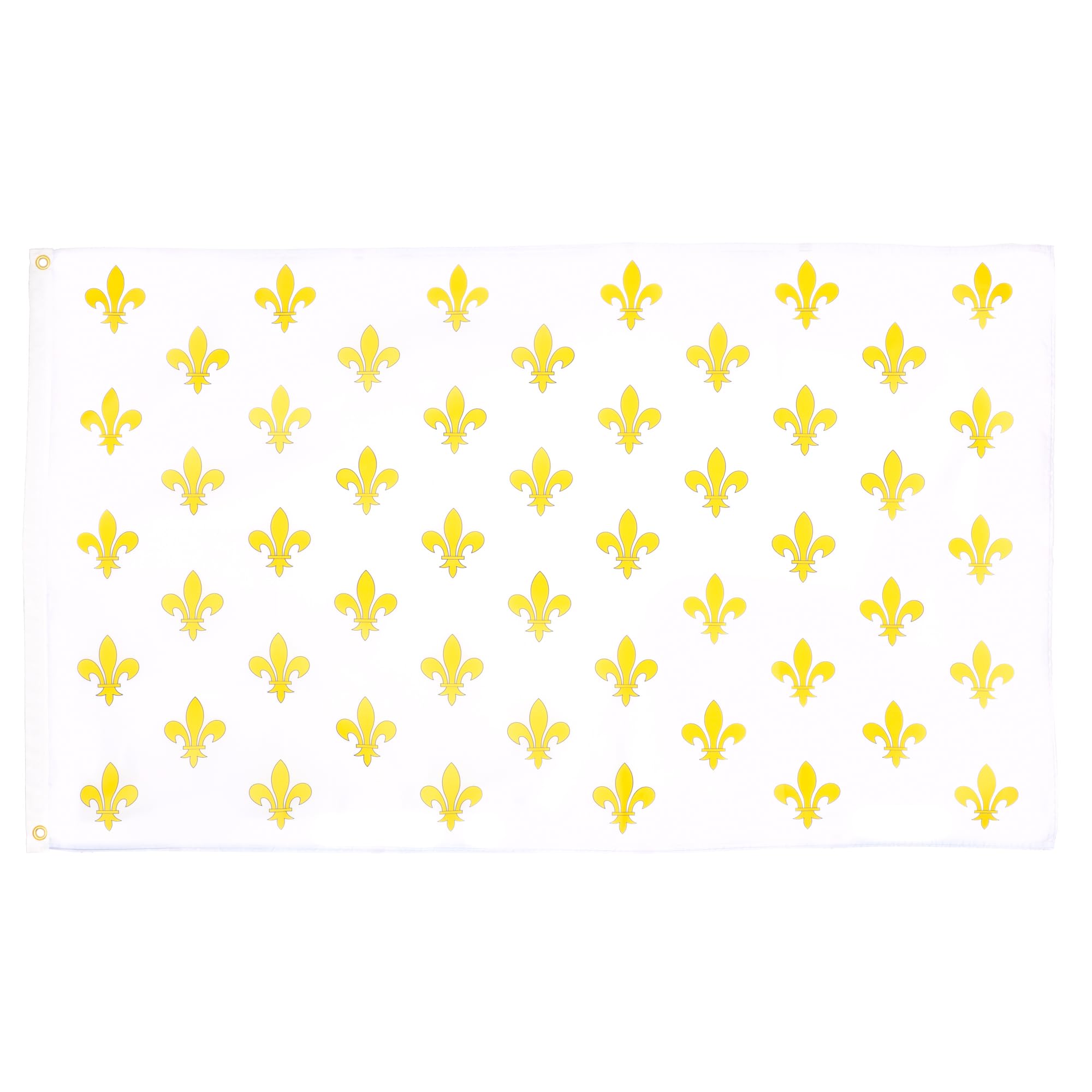 AZ FLAG Flaga Francuska biało-złota lilia 90x60 cm Poliester 100D 2 Oczka | Do wnętrz i na zewnątrz flaga dekoracyjna Fleur de Lys Blanc et Or podwójne szwy i wzmocnione krawędzie z metalowe oczka