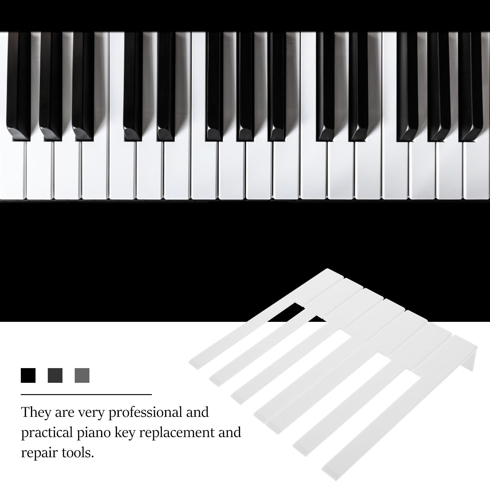 Touches de Piano Droit Blanches 52 Pcs Kit Remplacement pour Réparation Piano Vertical Solide Accessoires Professionnels pour Instruments de Musique Usage Personnel