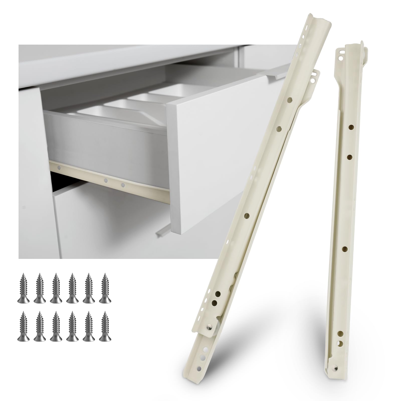 LONTAN Bottom Mount Drawer Slides 22 inch Drawer Slides for