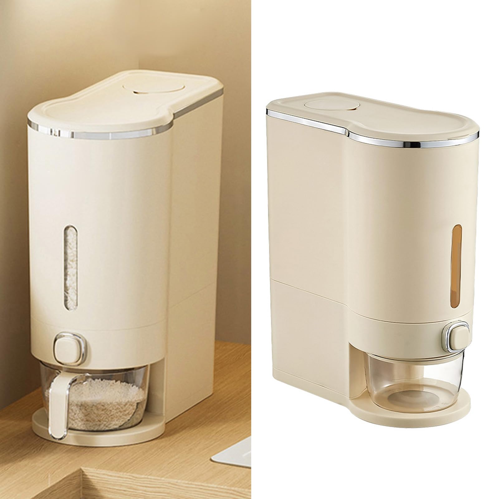 Contenitore per la Conservazione del Riso Contenitore in Plastica per Cereali per il Riso Dispenser per Alimenti da 22 Libbre con Finestra Trasparente Design Staccabile Grande capacità per