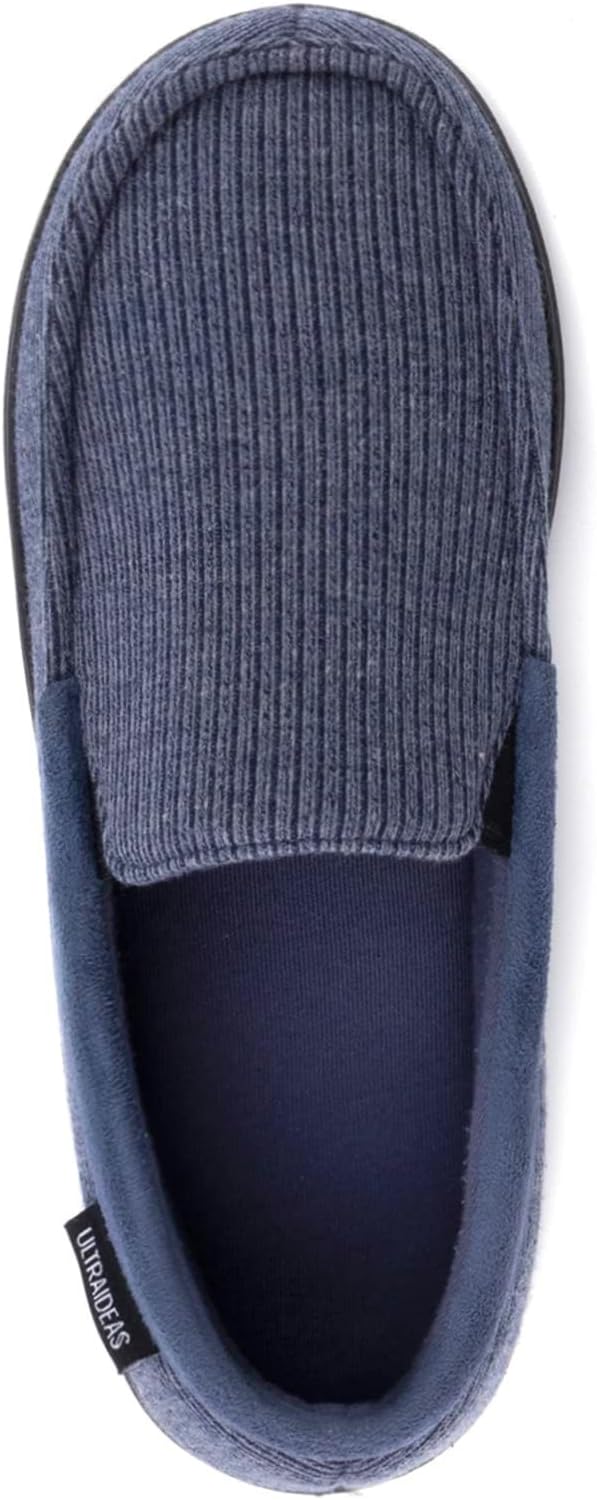 ULTRAIDEAS Men's Moc-Toe Slippers Loafer House Shoes Indoor Outdoor Memory Foam with Breathable&Warm Knit Upper - Image 4