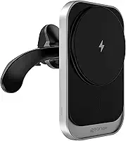 Geonav Carregador Veicular Magnético por Indução até 15W, compatível MagSafe (iPhones a partir do 12) ou anel magnético (Android ou iPhones mais antigos), CHV15MAG, Cinza e Preto