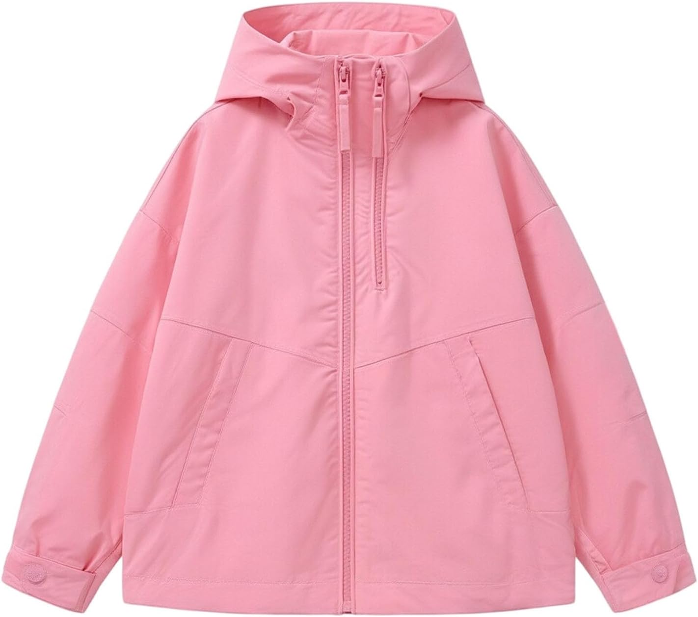 Hooded Windbreaker Jacket For Boys Girls Lightweight Windproof Hoodies Waterproof Zip Up Loose Fit Raincoat Active Outerwear