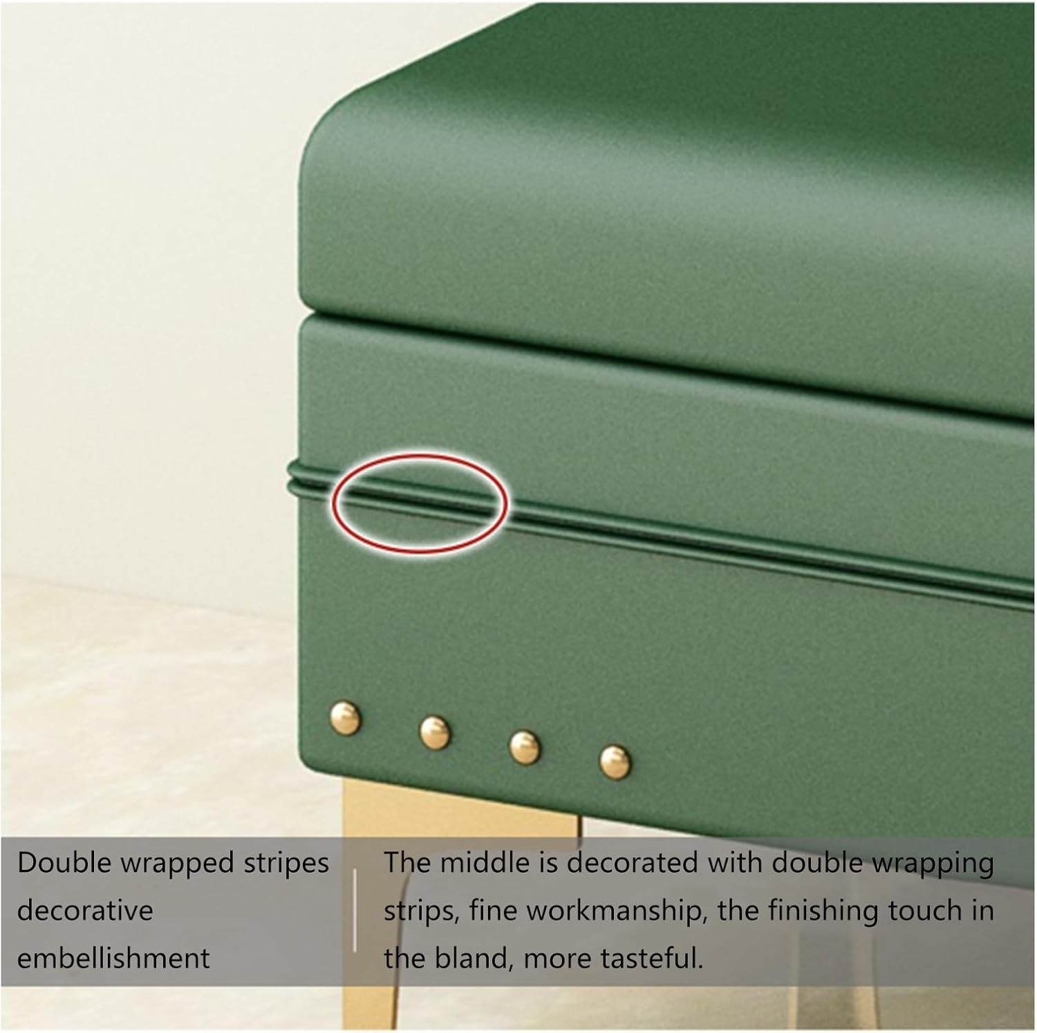 Window Bench Storage Bench Padded with Studded Trim | Ottoman with Storage for Living Room and Bedroom | Home Furniture Decorative End Benches (Pink, 100 x 40 x 40 cm)