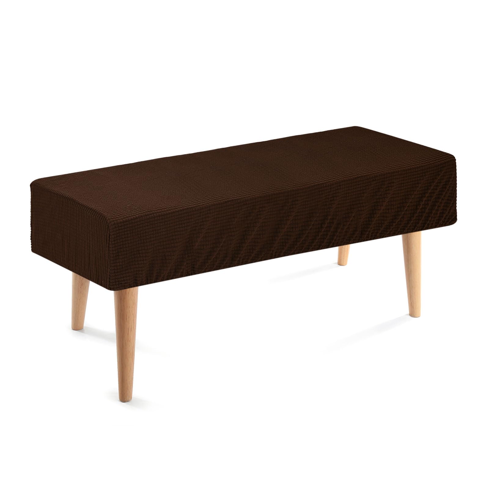 sourcing map Dining Bench Cover, Stretch Piano Long Bench Stool Slipcover, Rectangle Washable Seat Cushion Protector for Living Room, Bedroom and Kitchen, Brown