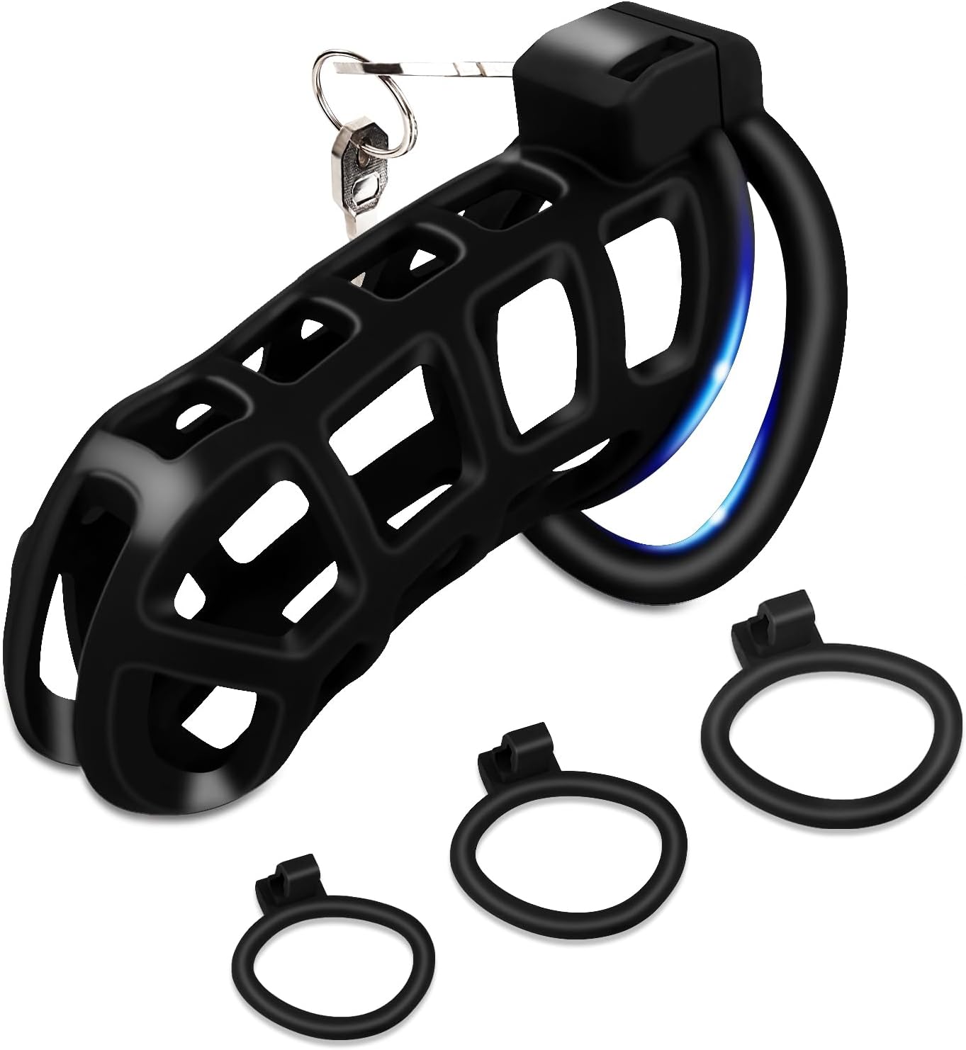 Male Chastity Devices Cock Cage - Chastity Cage Built-in Vertical Invisible Lock Chastity Device with 3 Size Base Rings&2 Keys,Adult Abstinence Penis Bondage Male Sex Toy
