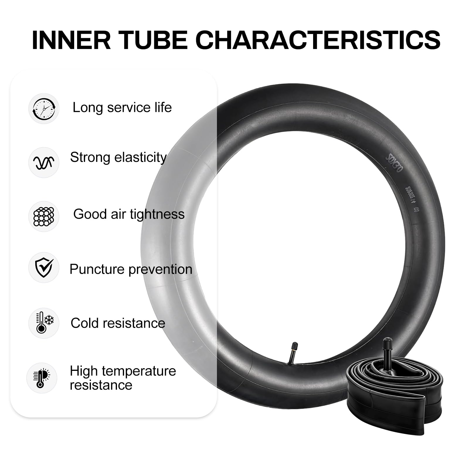 RainFlowwer 2 Pack Fat Tyre Bike Inner Tubes,20 x 3.0 AV32mm Schrader Valve for Mountain Bike Electric-Bike (Inner Tube-20x3.0) - Image 4