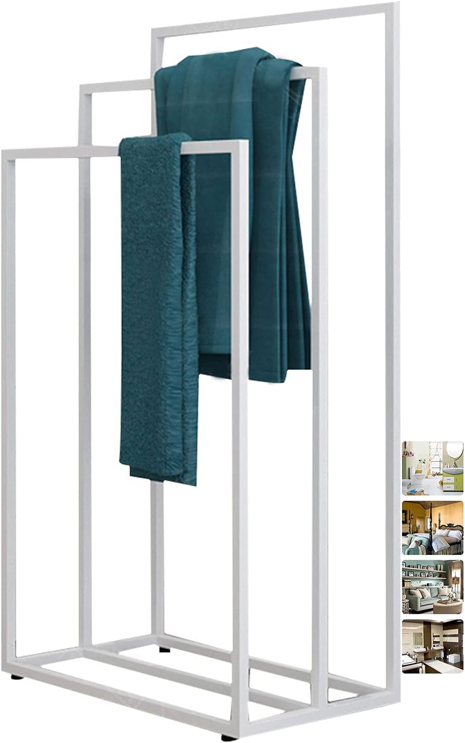 Bath Towel Holder Standing For Bathroom Floor, Metal Stand Alone Towel