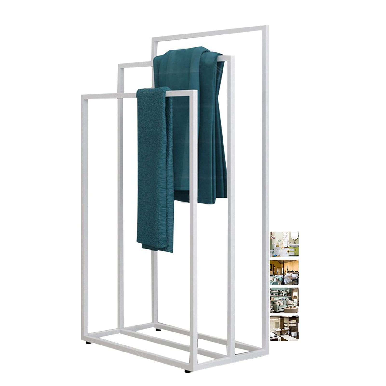 Toallero resistente de metal impermeable con riel de secado rápido blanco