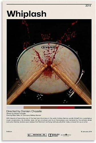 VALKEM Whiplash - Póster de película minimalista vintage de los años 90, lienzo de arte para pared, decoración estética, pósteres de 24 x 36