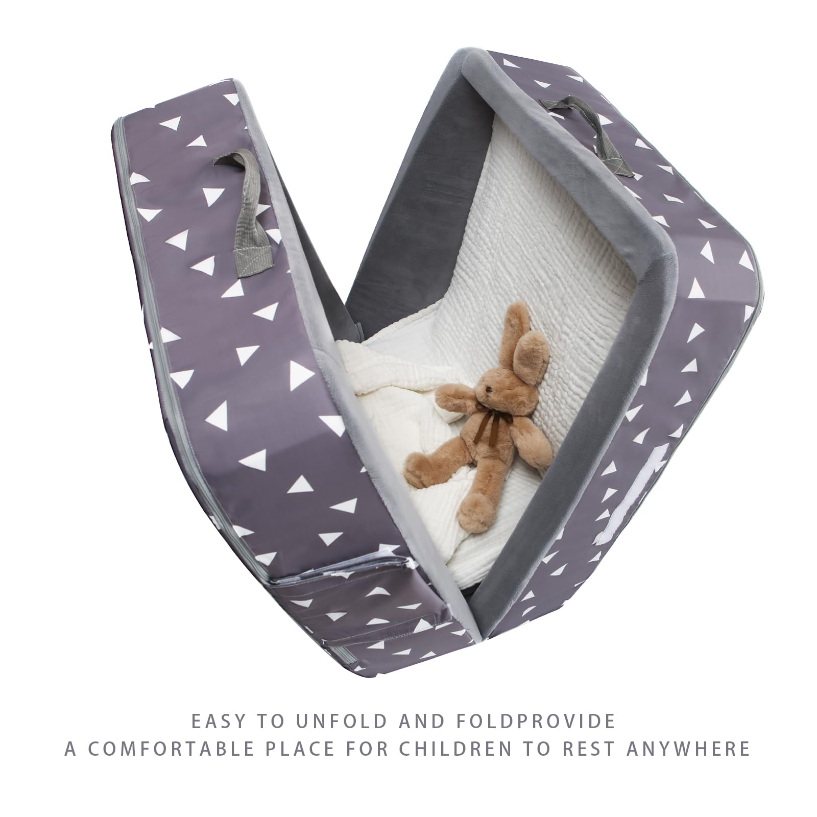 Lit de voyage pour nourrisson et tout-petit gris triangle