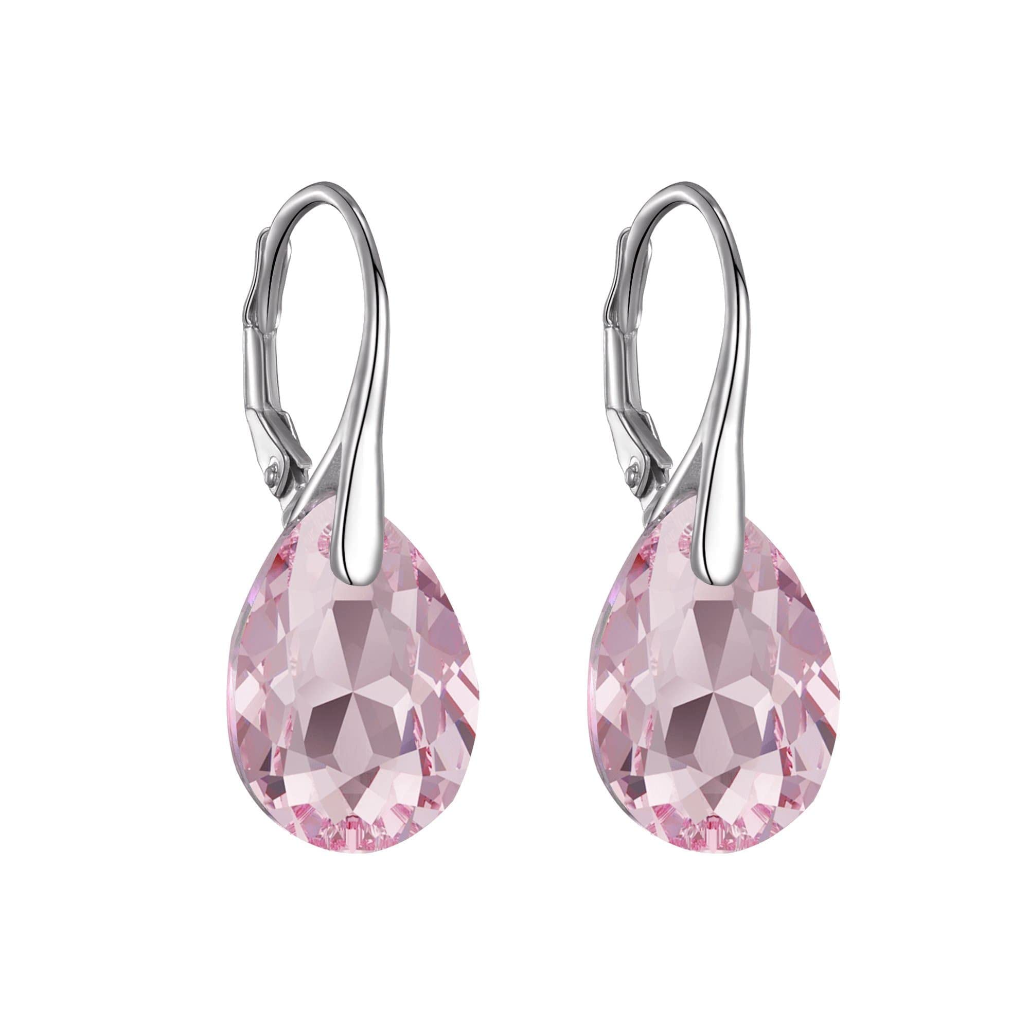 Philip Jones Sterling Silver Light Rose Drop Earrings Created with Zircondia® Crystals