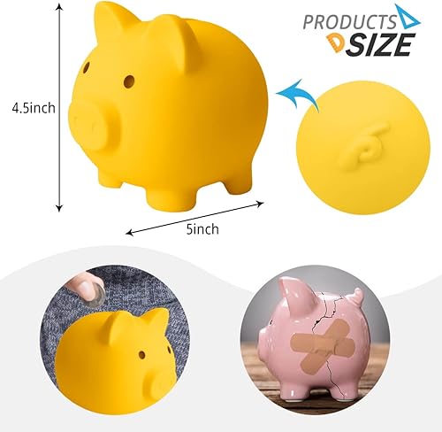 Miniatura 9 de Hengdu Bonita alcancía, hecha de plástico respetuoso con el medio ambiente resistente a las caídas, un gran regalo para niños (rosa)