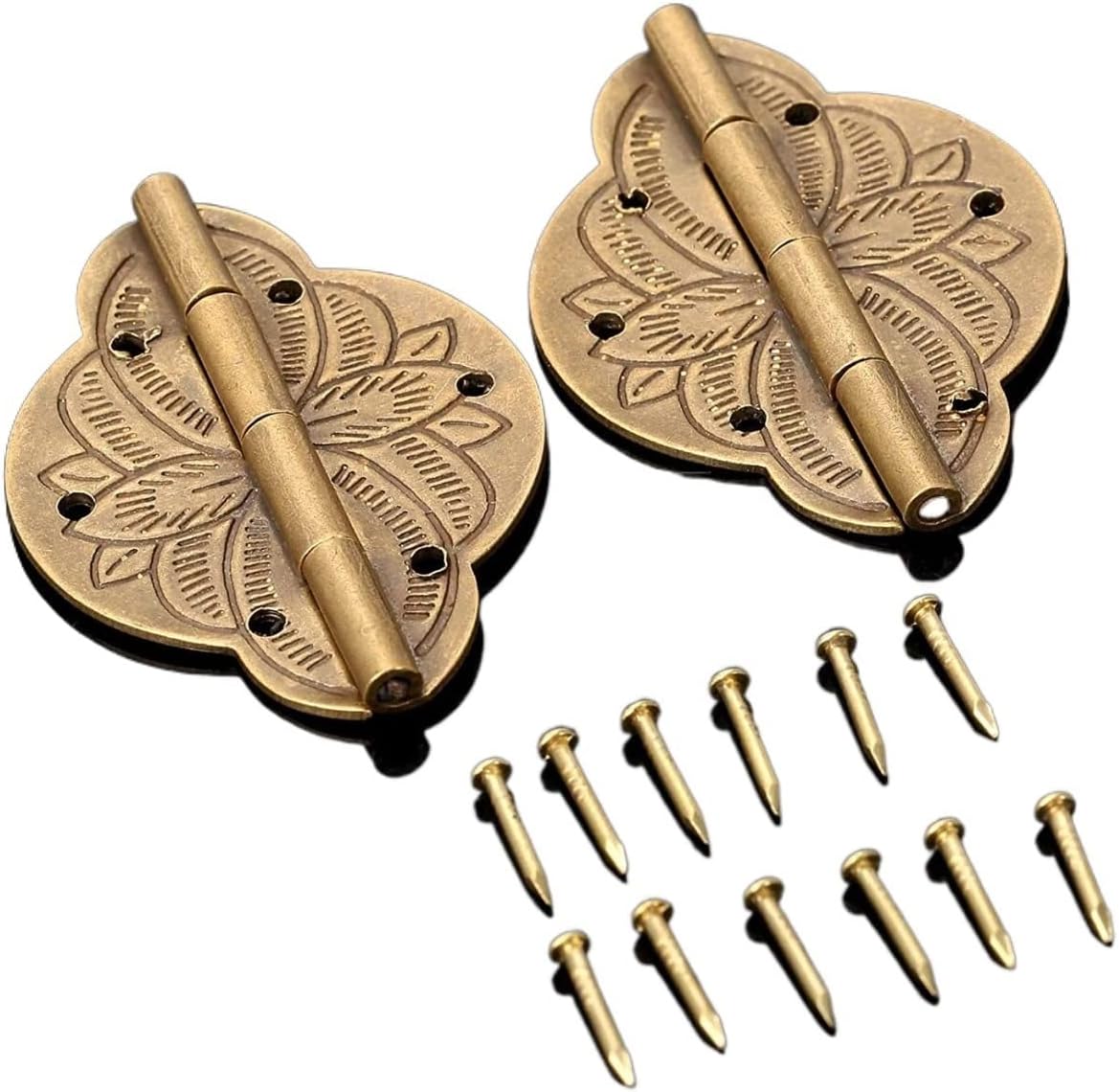 Small Hinges for Wooden Boxes,2Pcs Brass Furniture Hinge Antique
