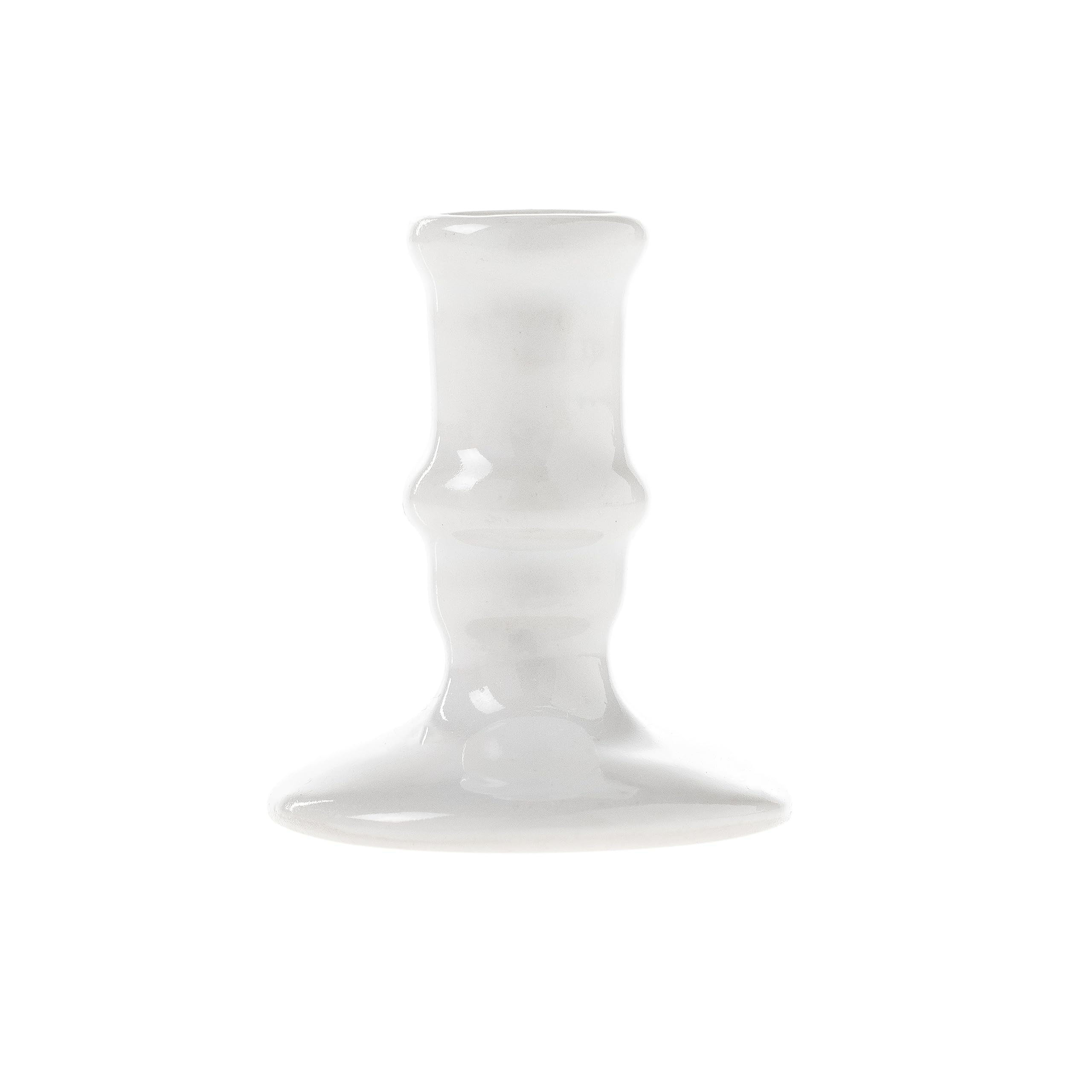 Danilovo Pointed Candle Holder for Thin Candles, Handmade Ceramic Candle Holder, Sturdy Tapered Candle Holder, Narrow Taper Candle, Decorative Living Room (Classic White, 1)