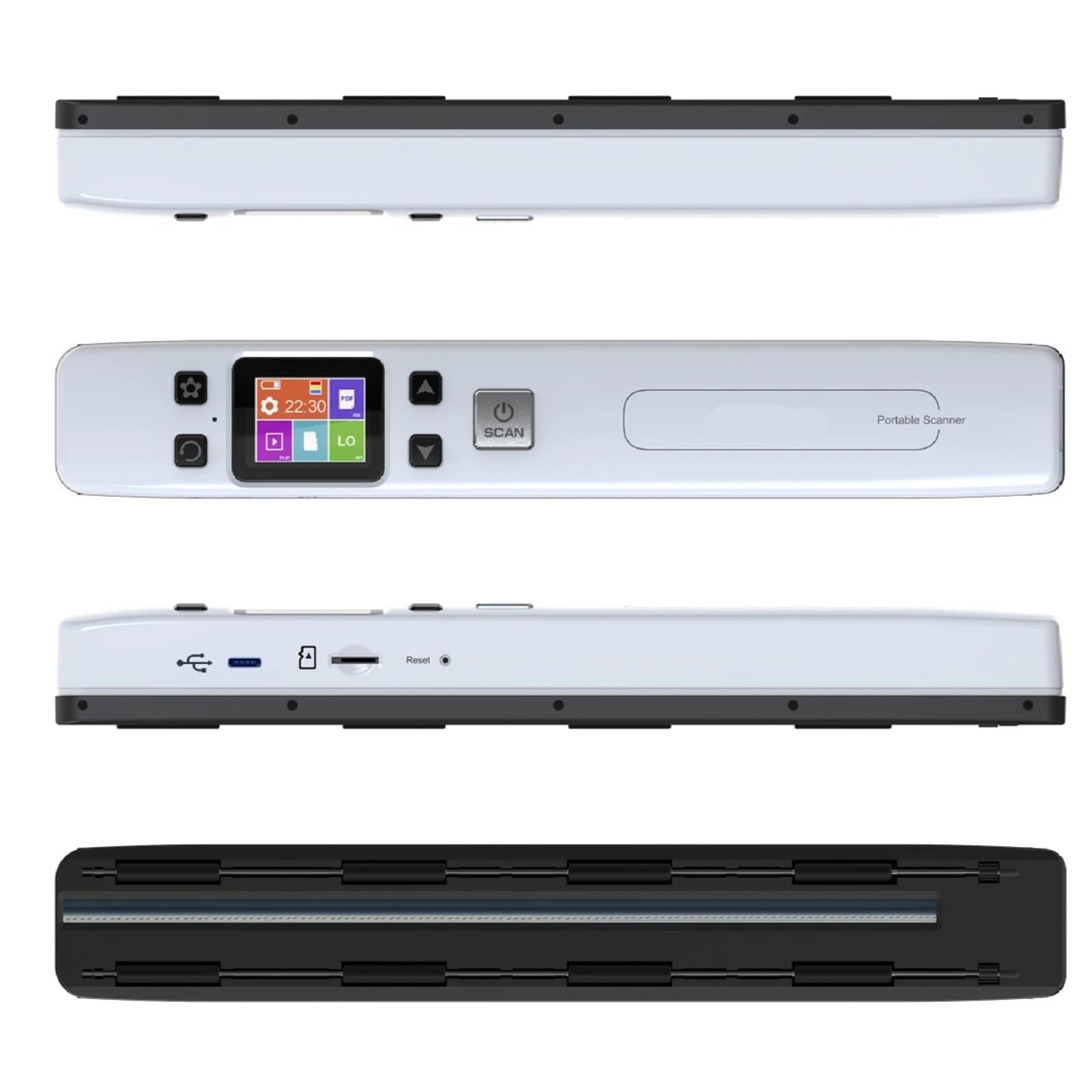 Scanner portatif, Scanner De Documents Et Photos Portable 1050 DPI, Compatible Wi-FI Rechargeable, Format JPG/PDF(Black No WiFi 32g)