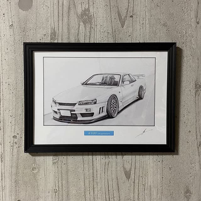 Amazon.co.jp: 【 名車 ・ 旧車 イラスト 】日産 スカイライン R34