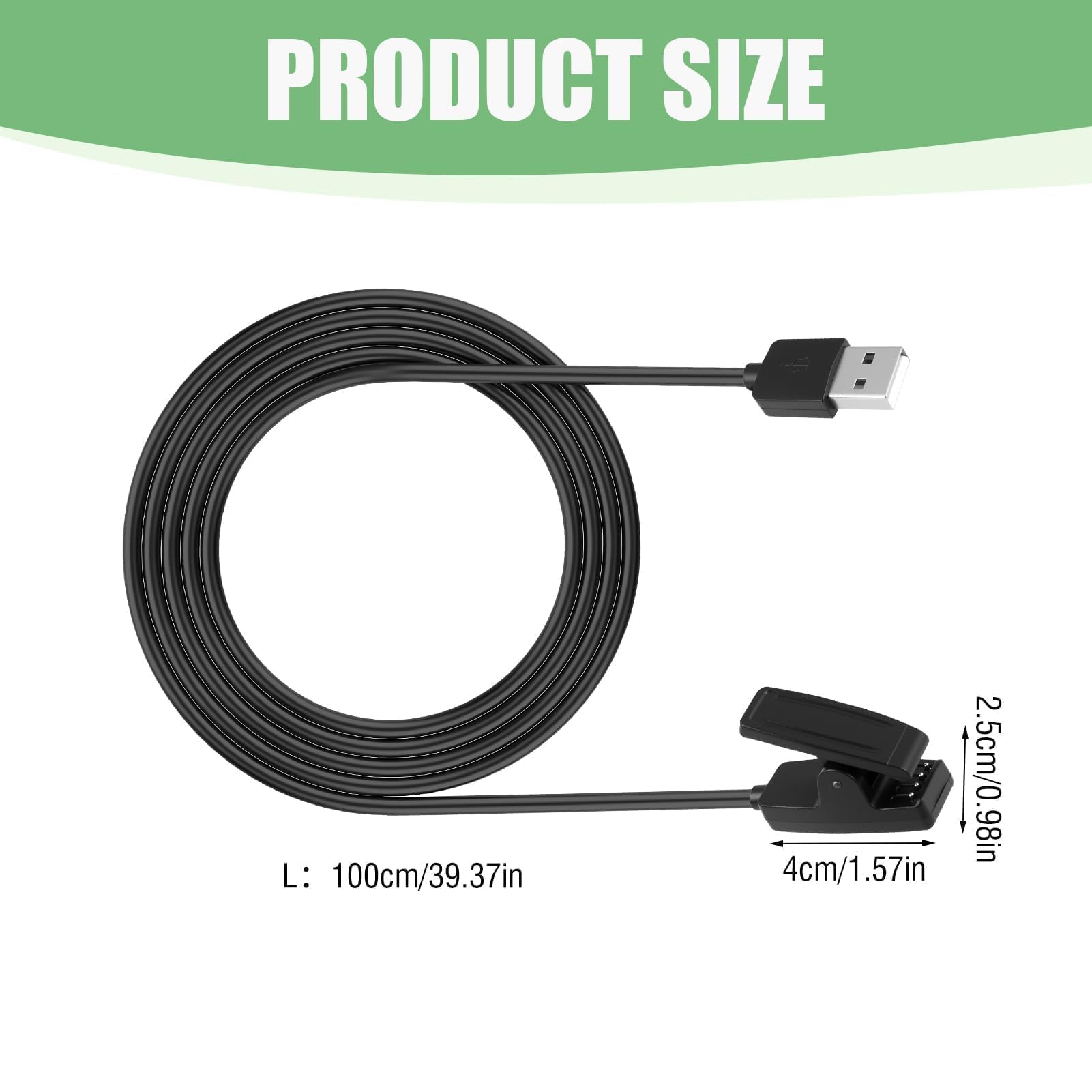 Caricatore Cavo USB 100cm Compatibile Con Garmin Forerunner 35 35J 230 235 630 645 Music 735XT ForeAthlete 35J Approach G10 S20 Vivomove HR - Ricambio Originale Qualità Cargador Compatible Con Garmin