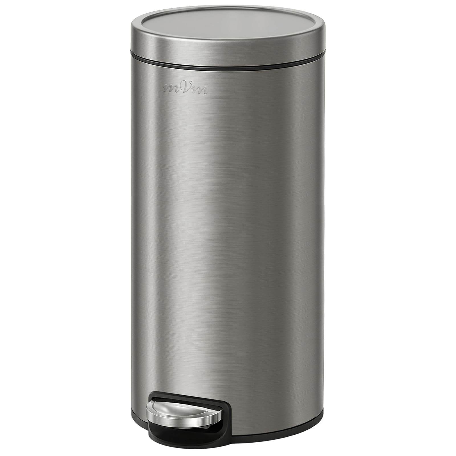 mVm 30L Kitchen Bin, Stainless Steel Pedal Rubbish Bin, Bin with Lid, Grey
