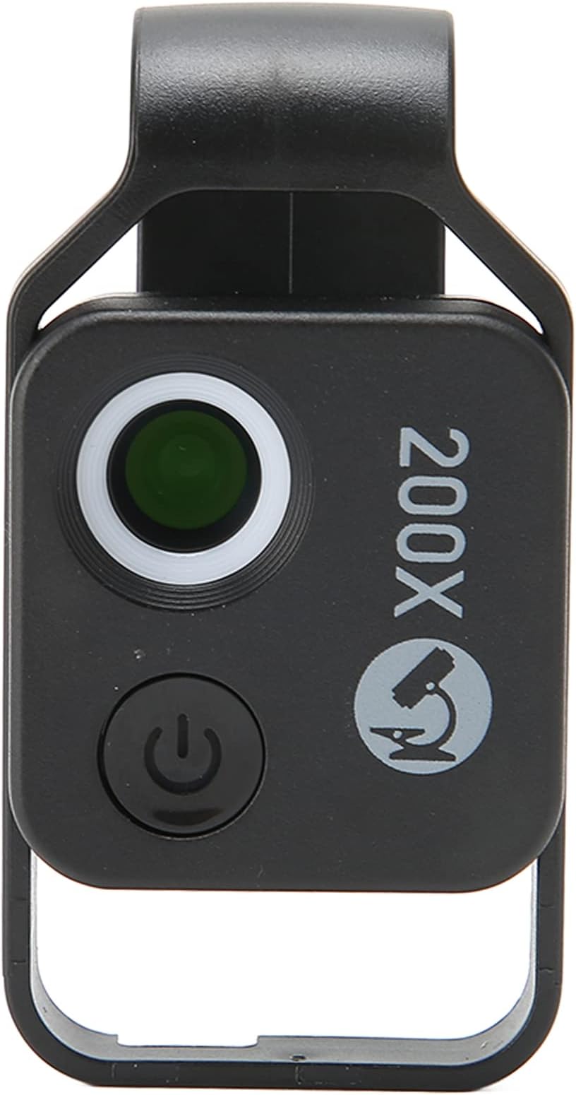 Eacam 200X Mini Pocket Microscope with CPL Lens for Phone, Portable 200X Phone Mini Pocket Microscope for Andriod, ABS + PC, Great Gift Adults and Children (Black)