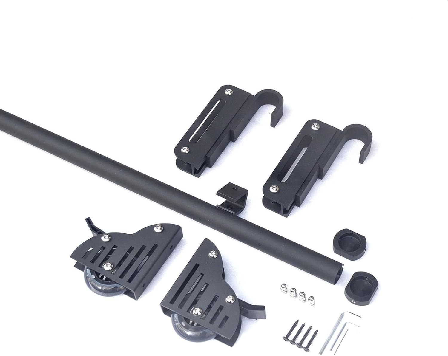 Black Hook on Rolling Library Ladder Track/Rail 4ft-28ft, Retractable Rolling Ladder Hardware Library Sliding Ladder Hardware Kit System, Floor Rollers with Brake，One Color-1.22m Track kit