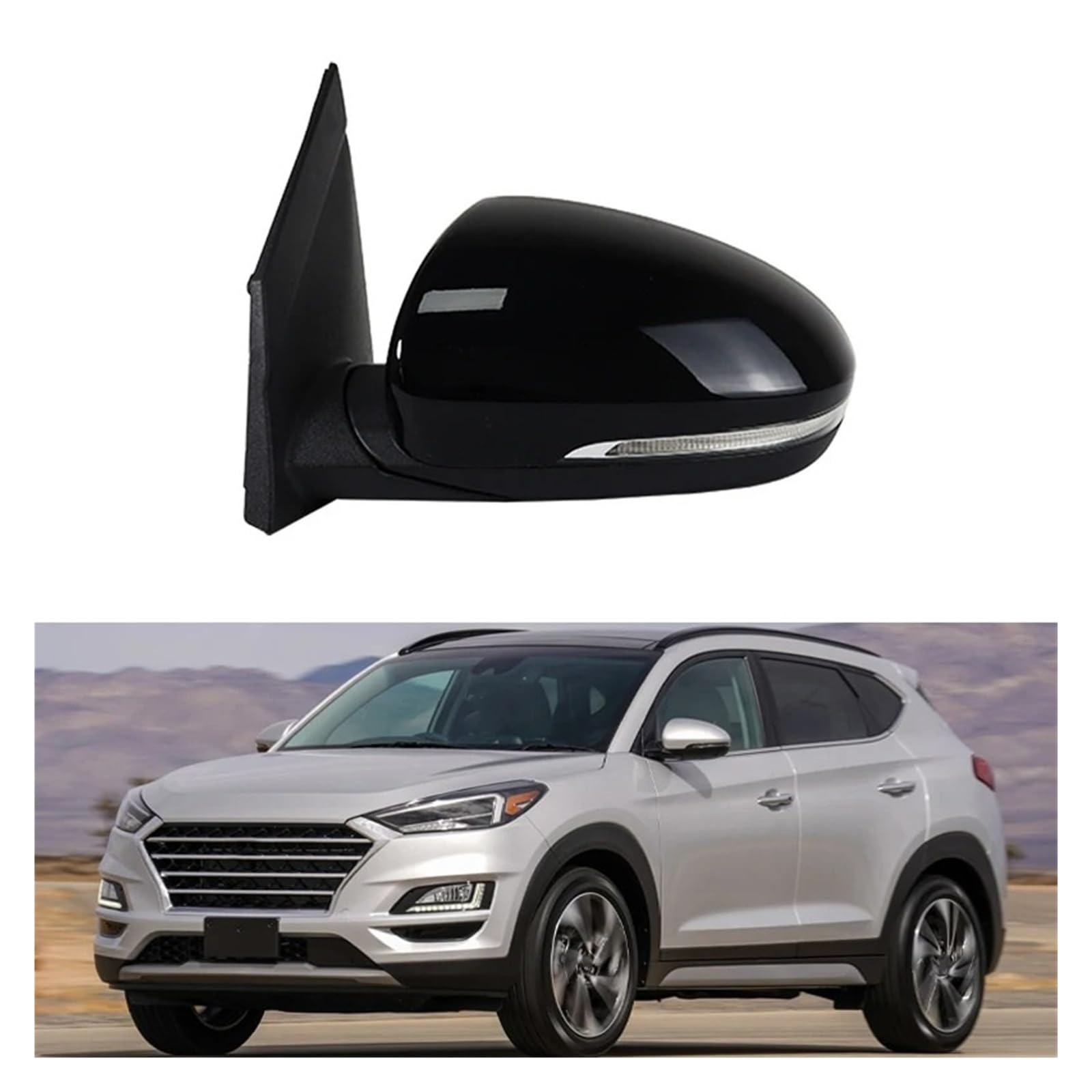 Conjunto Espejo Retrovisor Para Hyundai Para Tucson 2015-2019 Espejo Retrovisor Lateral Conjunto De Luces Direccionales Calefactables Y Plegables Eléctricas(8 wire Right6)