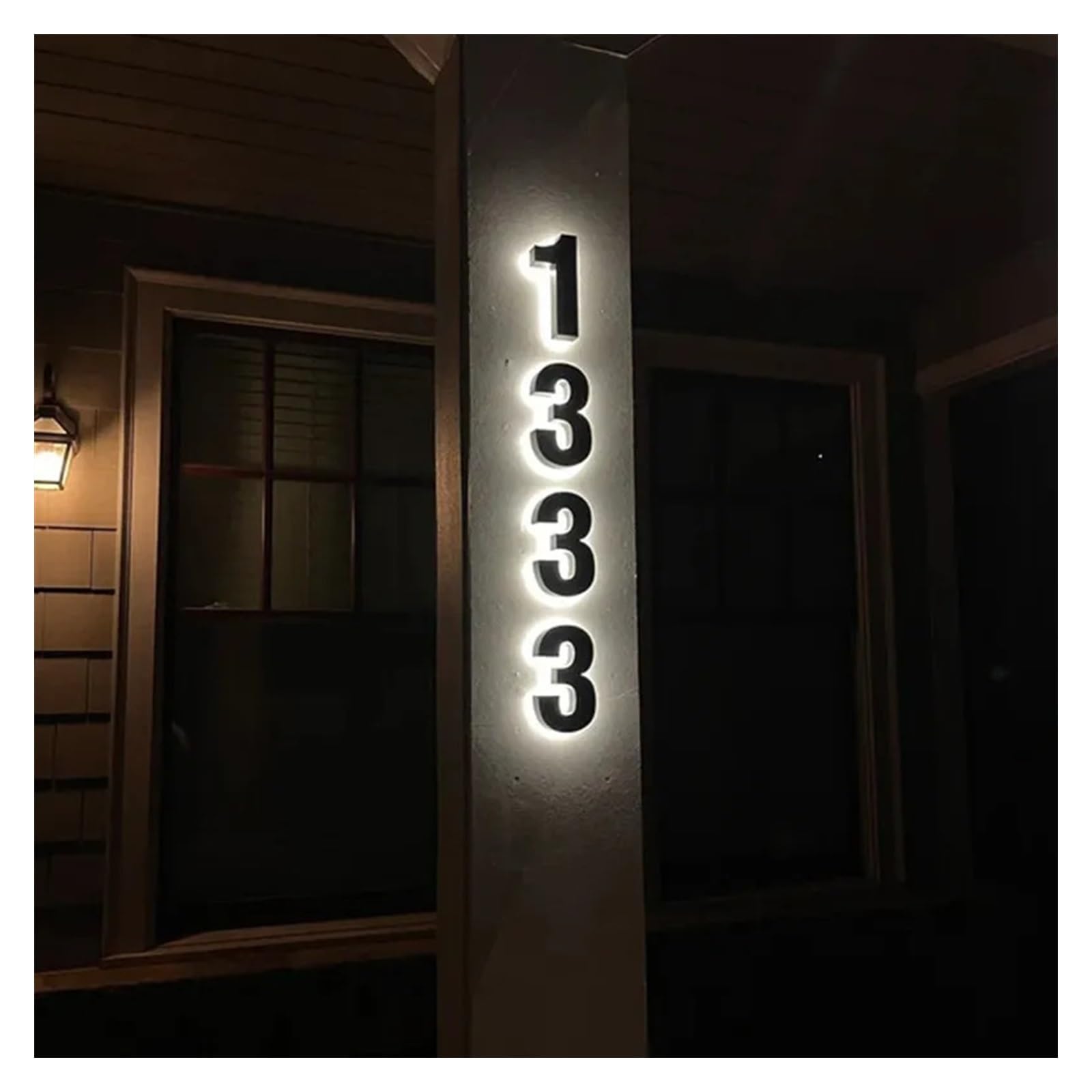 Letrero LED 3D personalizado con número de casa, placa de dirección de acero inoxidable impermeable con retroiluminación para hogar y hotel, placa de puerta compatible con energía solar (2.5 pulgadas)