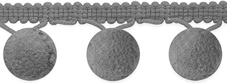 Trims by the Yard 1 1/2" Bonita Pom Pom Fringe Trim | Light Gray| 20 Yard Cut