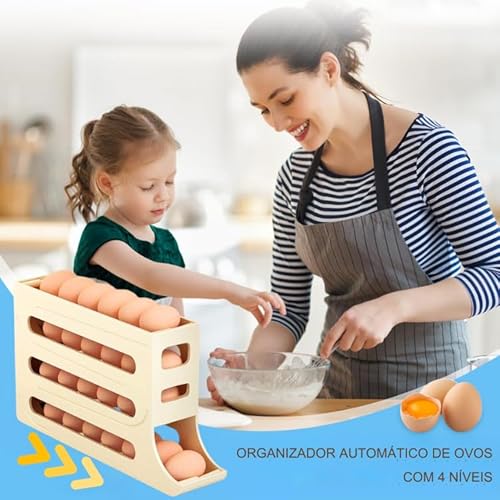 Suporte de ovo de 4 camadas para geladeira suporte dispensador de ovos que economiza espaço, organiz