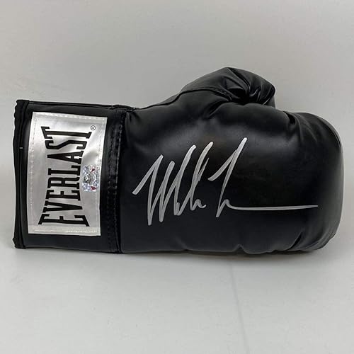 AutografiadoFirmado Mike Tyson Negro Everlast Guante de Boxeo Atleta Holograma COA