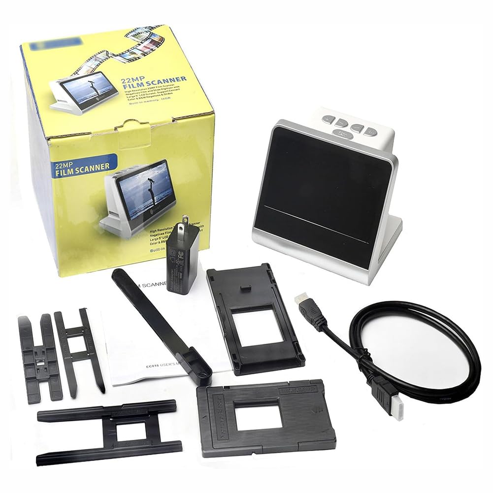 22 MP Film & Slide Scanner, Visualizzatore di Diapositive per Scanner Negativo del Film Portatile, Apparecchiatura di Scansione del Film con Schermata da 5 ", Memoria Integrata da 16 GB